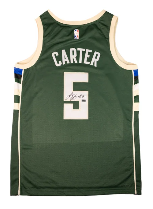 Signed Nike Icon Edition Jevon Carter Milwaukee Bucks Swingman Jersey Trendy Men's Oversized