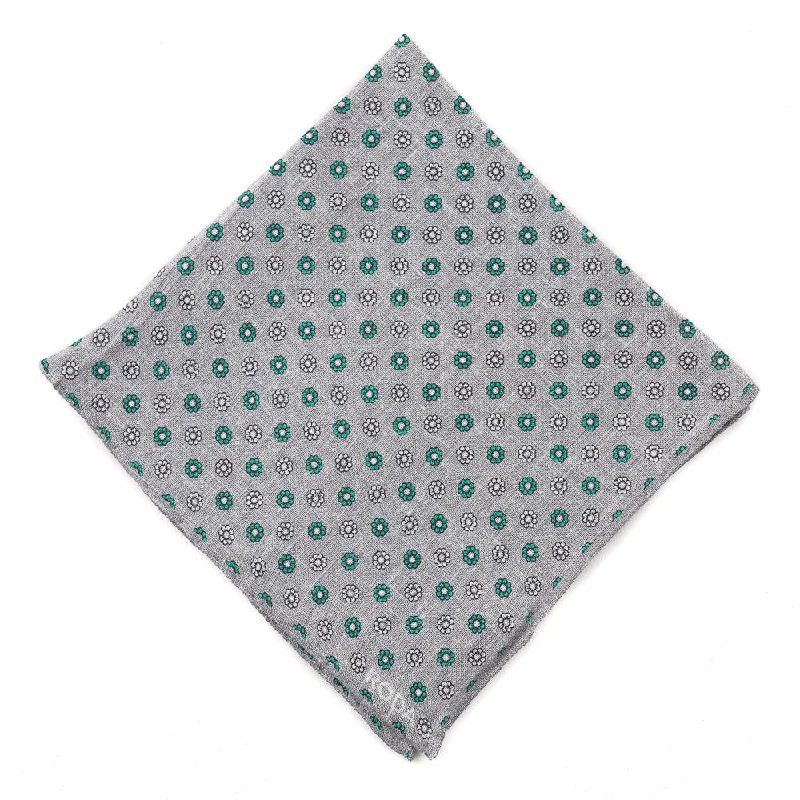 Roda Floral Print Linen Pocket Square Classic Men's Pin