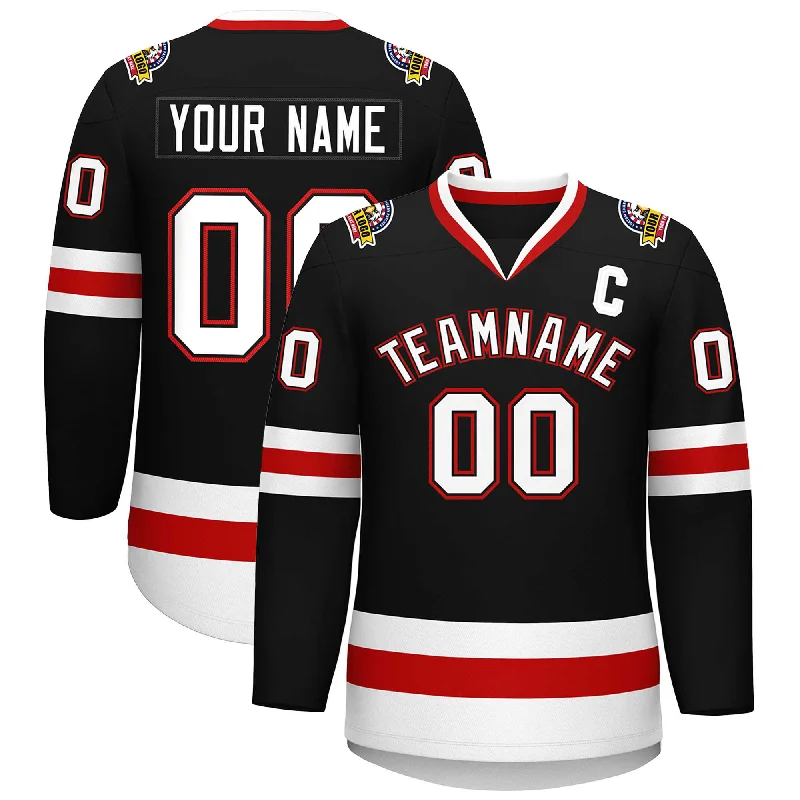 Custom Black White Black-Red Classic Style Hockey Jersey Earthy Men's Hemp