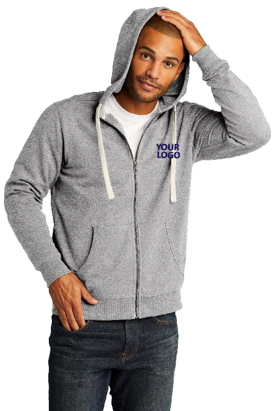 District Re-Fleece Full-Zip Hoodies, Light Heather Grey Laid