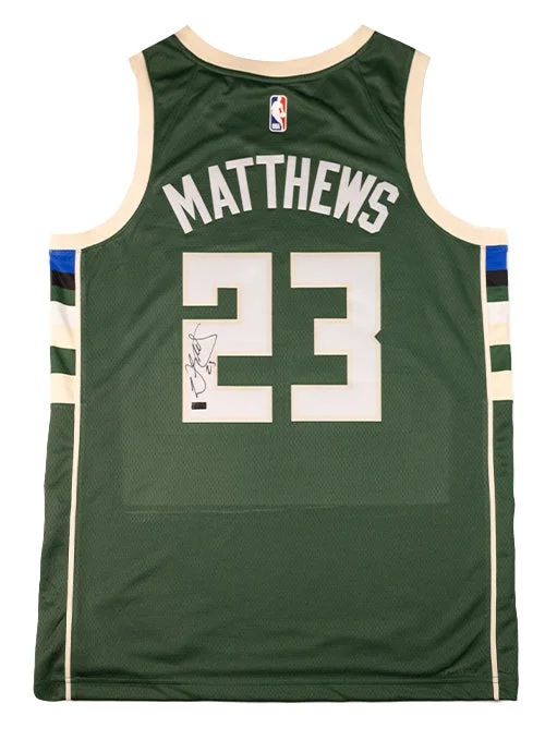 Signed Nike Icon Edition Wesley Matthews Milwaukee Bucks Swingman Jersey Elegant Men's Cashmere