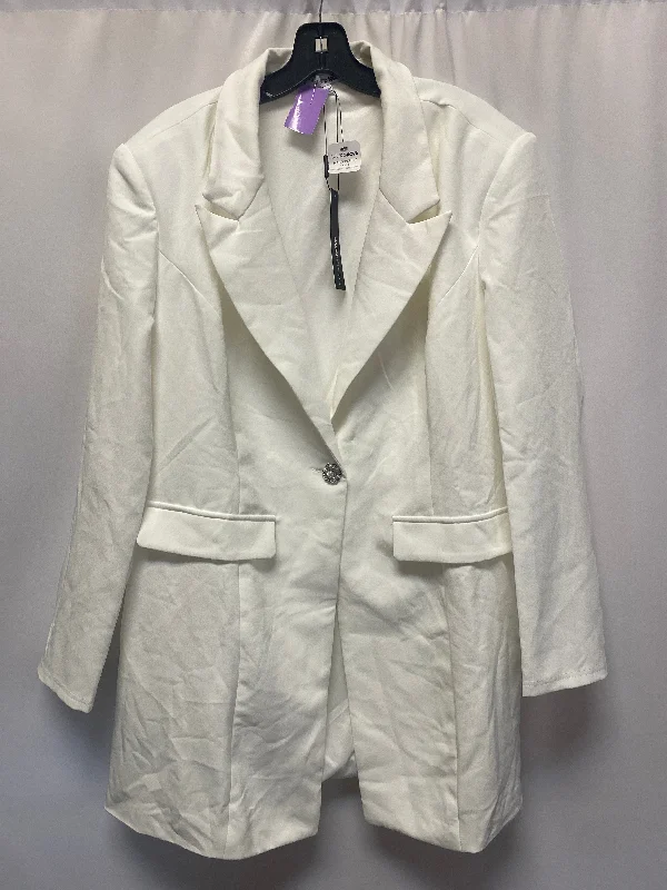 White Blazer Fashion Nova, Size 3x Modern Men's Geometric