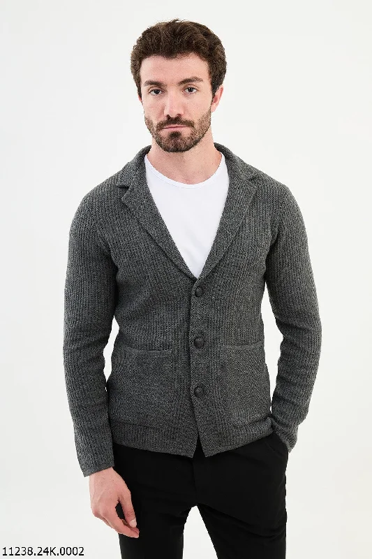 Bojoni Chicago Slim Fit Gray Knitwear Cardigan Sweater Stylish Men's Neon