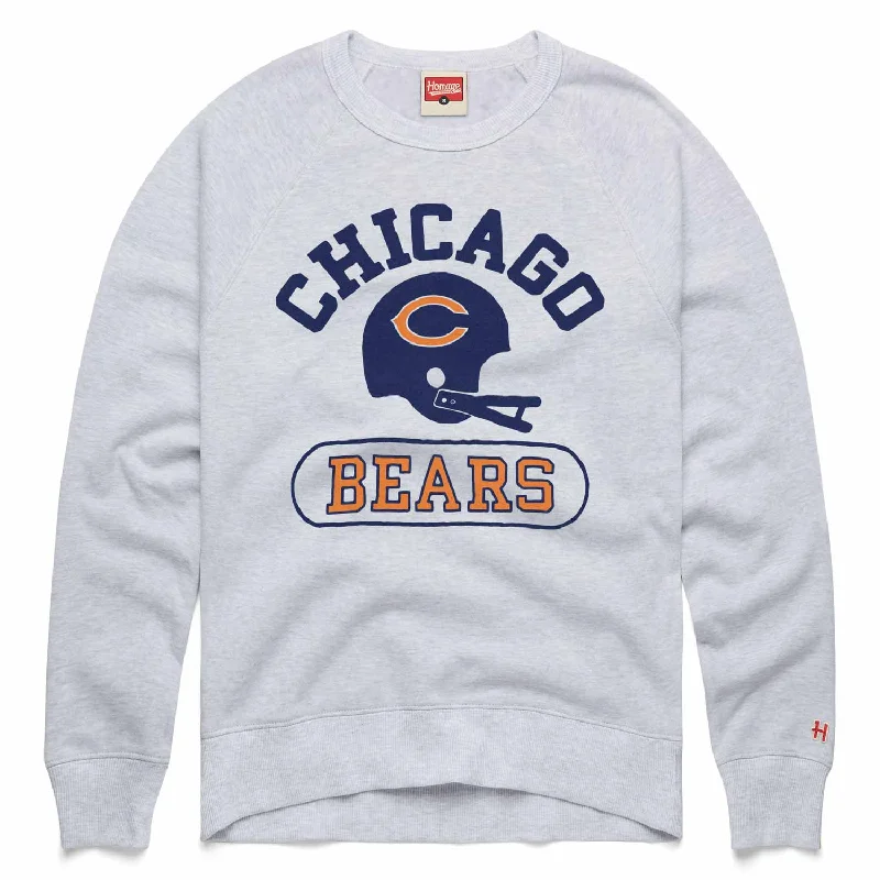 Chicago Bears Homage Grey Throwback Helmet Crewneck Sweatshirt Business