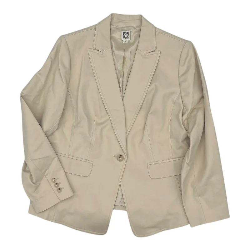 Blazer By Anne Klein In Tan, Size:16 Elegant Men's Cashmere