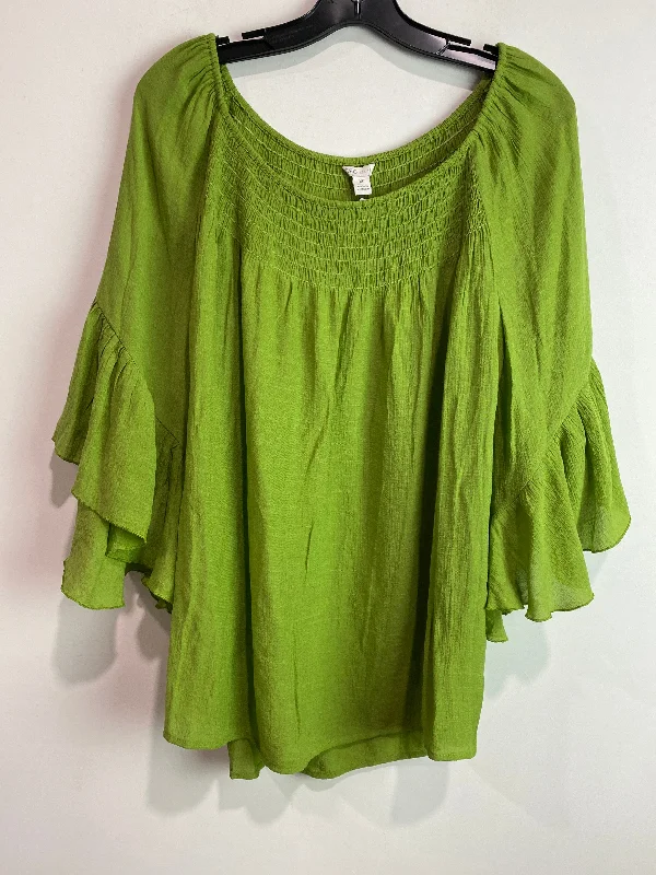 Top 3/4 Sleeve By Cato In Green, Size: Xl Relaxed Men's Australian 