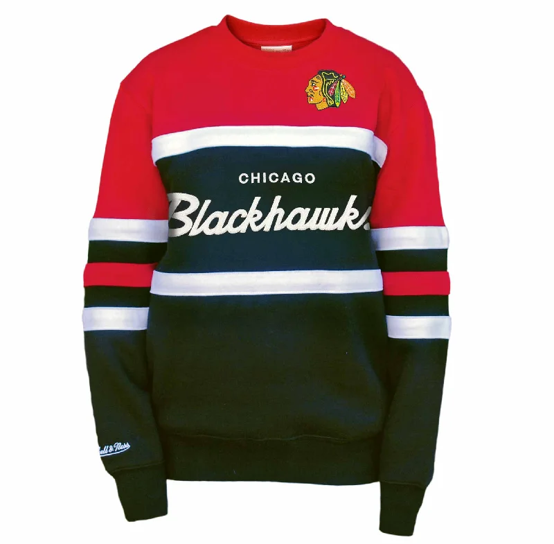 Chicago Blackhawks Mitchell & Ness Black Head Coach Crewneck Sweatshirt Vacation