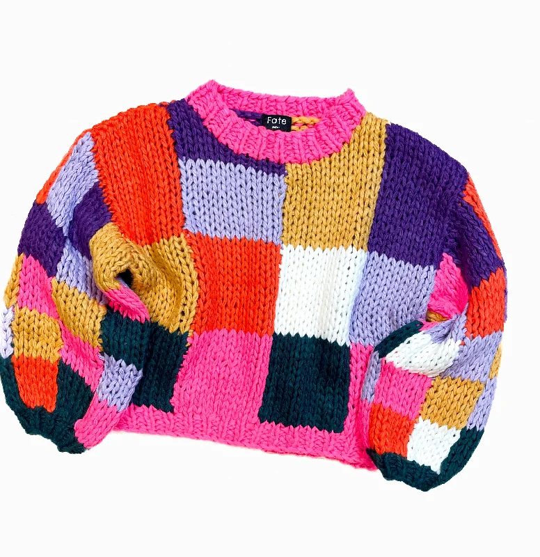 Caitlyn Colorblock Chunky Crochet Sweater Artistic Men's Avant