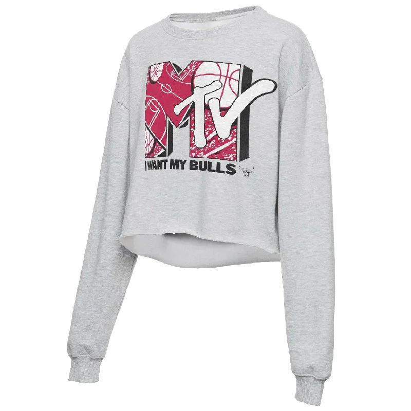 Chicago Bulls Women's I Want My MTV Cropped Crew Sweatshirt Athletic Men's Compression