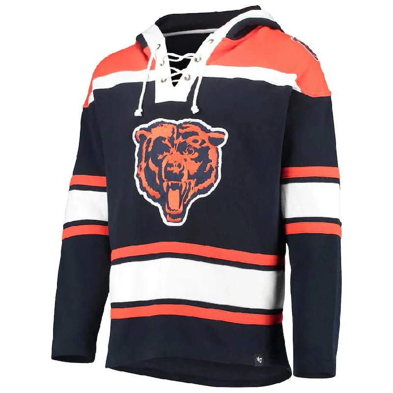 Chicago Bears Navy Superior Lacer Hooded Sweatshirt Modern Men's Geometric