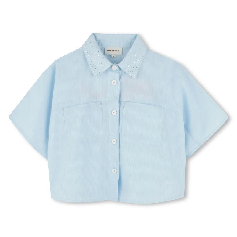 A00302-MINI ME COTTON SHIRT-White/Blue Casual Men's Japanese 