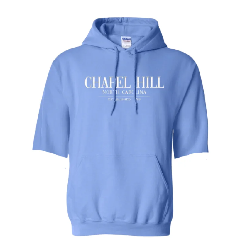 Chapel Hill North Carolina Embroidered Chill Hoodie Sweatshirt in Carolina Blue with CUT Sleeves Casual Men's Japanese 