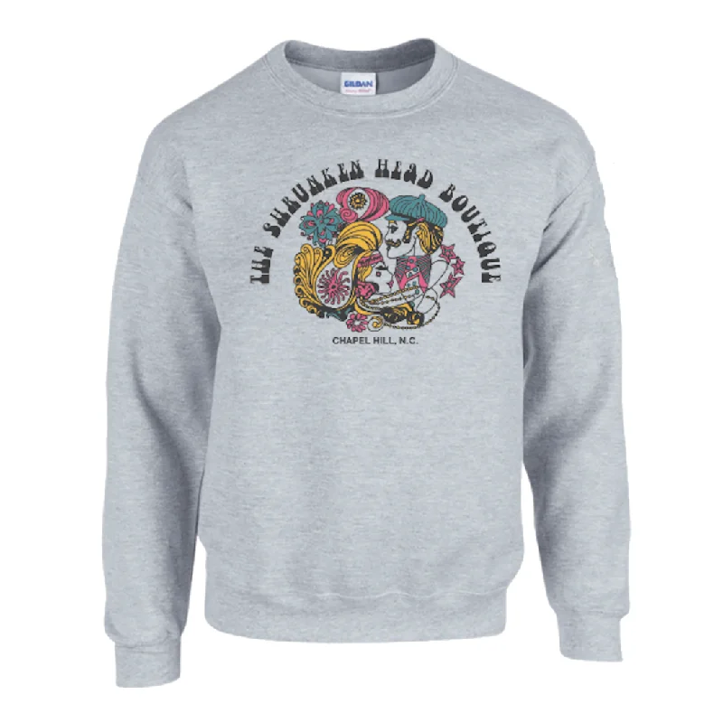 Shrunken Head Logo Crewneck Sweatshirt in Sport Grey Traditional Men's Wool