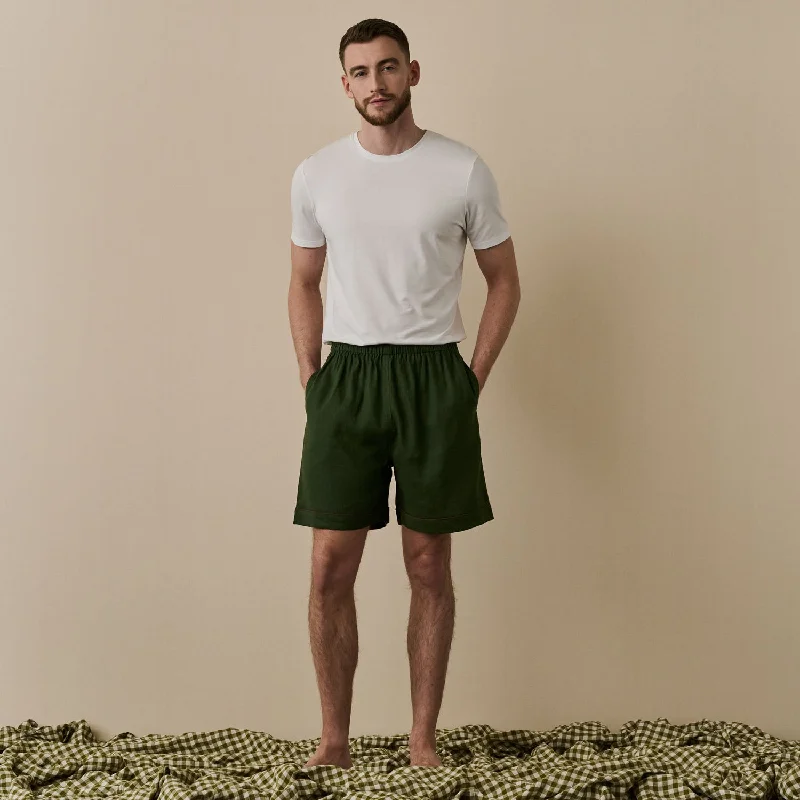 Men's Fern Green Linen Pajama Shorts Rugged Men's Outdoor 