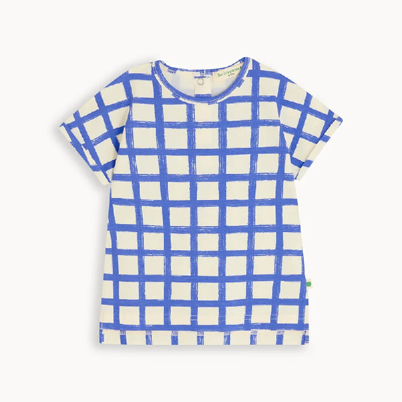 SANTORINI 3608-T-SHIRT-BLUE CHECKER Modern Men's 