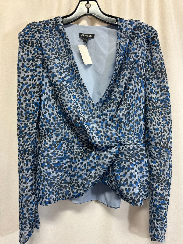 Top Long Sleeve By Express In Blue, Size: M Tailored