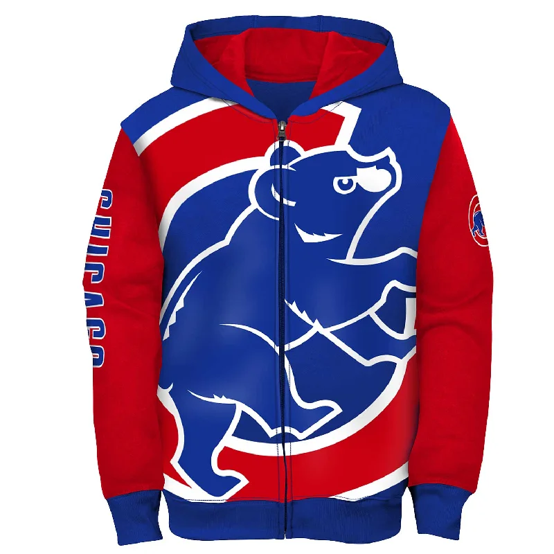 Chicago Cubs Youth Poster Board Full-Zip Hooded Sweatshirt Unique Men's Patch