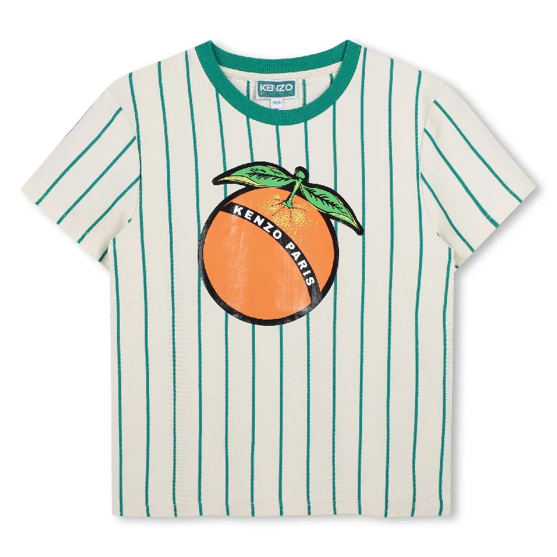 K61144-BOYS STRIPED SS TEE W/ FRUIT LOGO GRAPHIC-White Hip Men's Retro