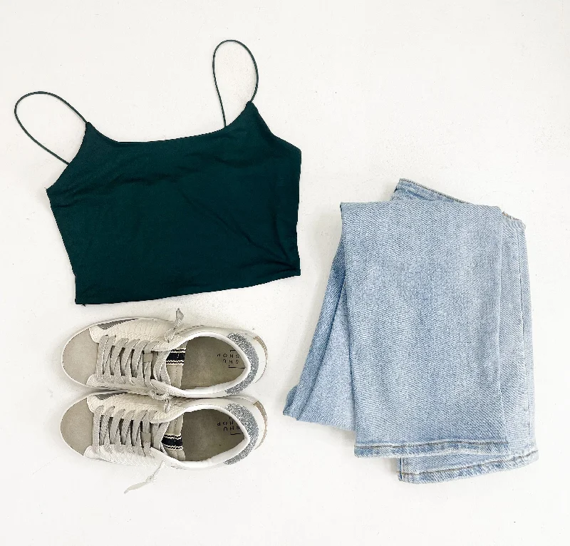 Basic Crop Cami- Hunter Green Street