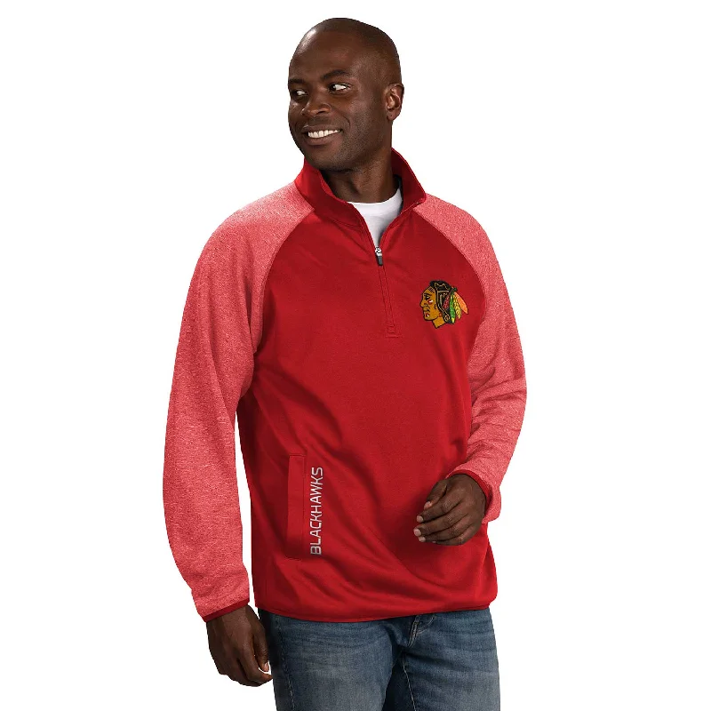 Chicago Blackhawks Transitional Half-Zip Pullover Sweatshirt Cozy Men's Sherpa