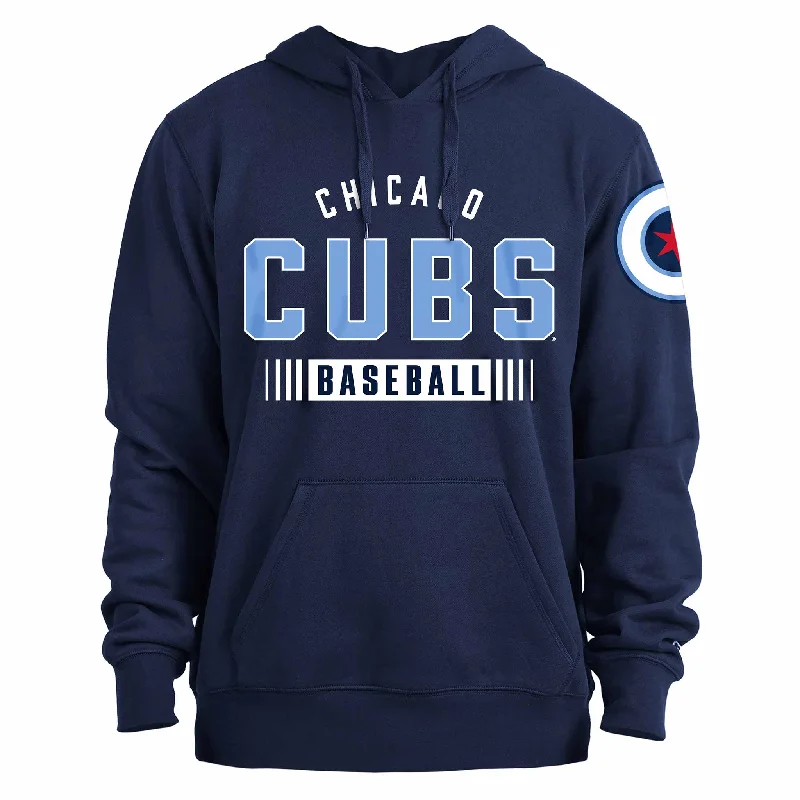 Chicago Cubs City Connect Navy Baseball Hooded Sweatshirt Athletic Men's Compression