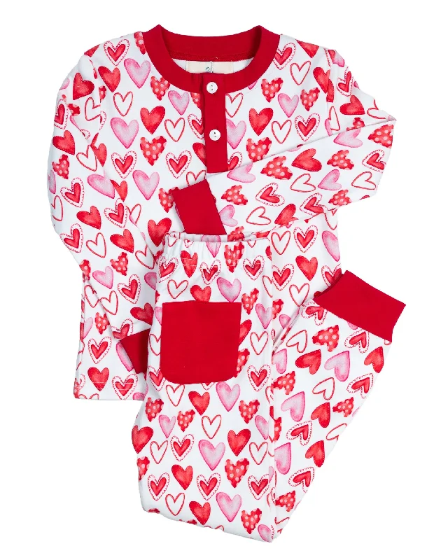 Whimsical Hearts Pajama Set- FINAL SALE Sleek Men's Contemporary 