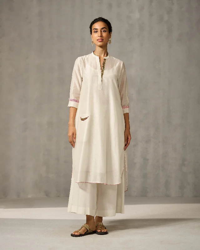 Chaand Pocket Kurta & Slip - Ivory Earthy Men's Hemp