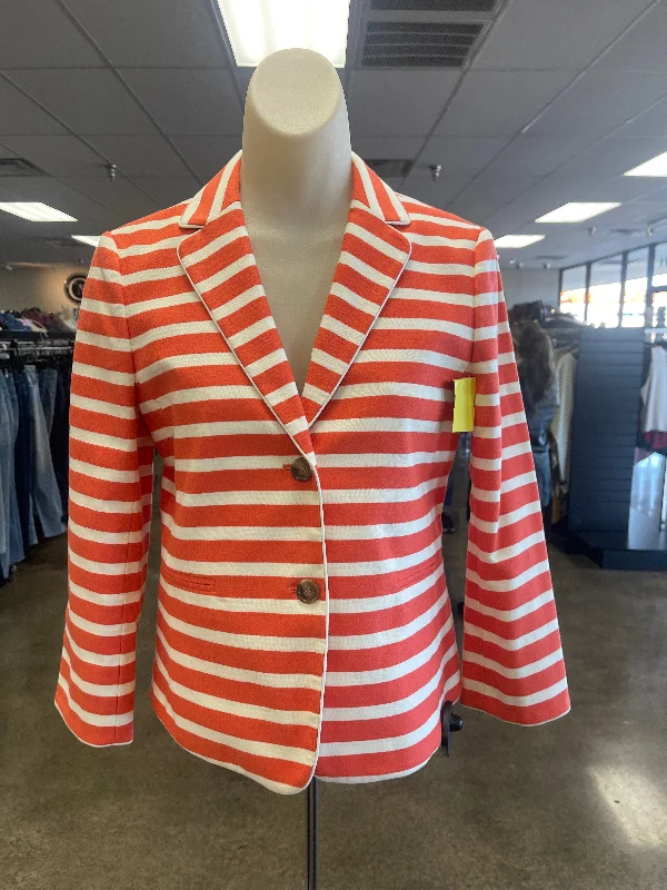 Blazer By Ann Taylor In Orange & White, Size: 2 Classic Men's Pin