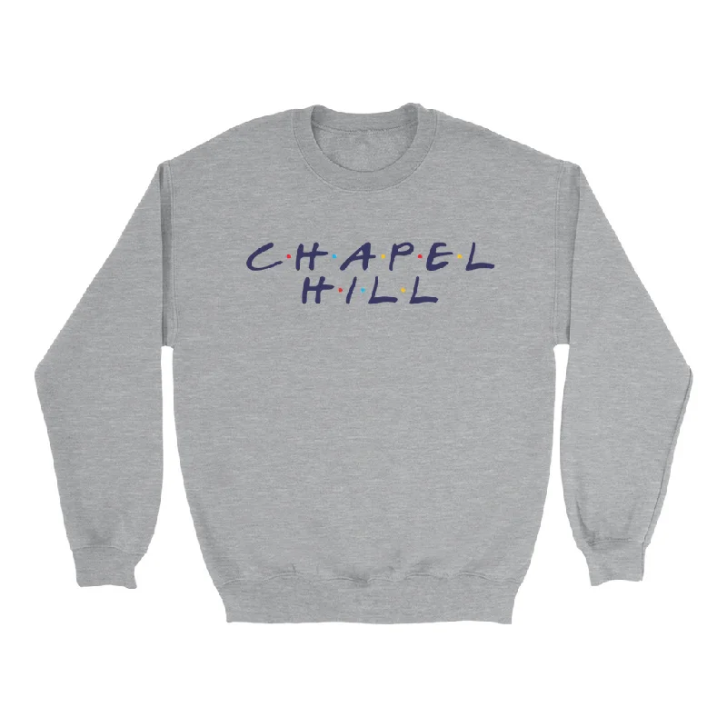 Chapel Hill Dot TV Font Grey Crewneck Adult Sweatshirt Bohemian Men's Free