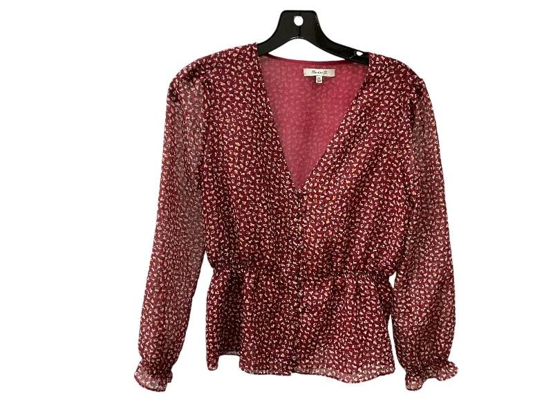 Top Long Sleeve By Madewell In Red, Size: Xs Monochromatic Office Style