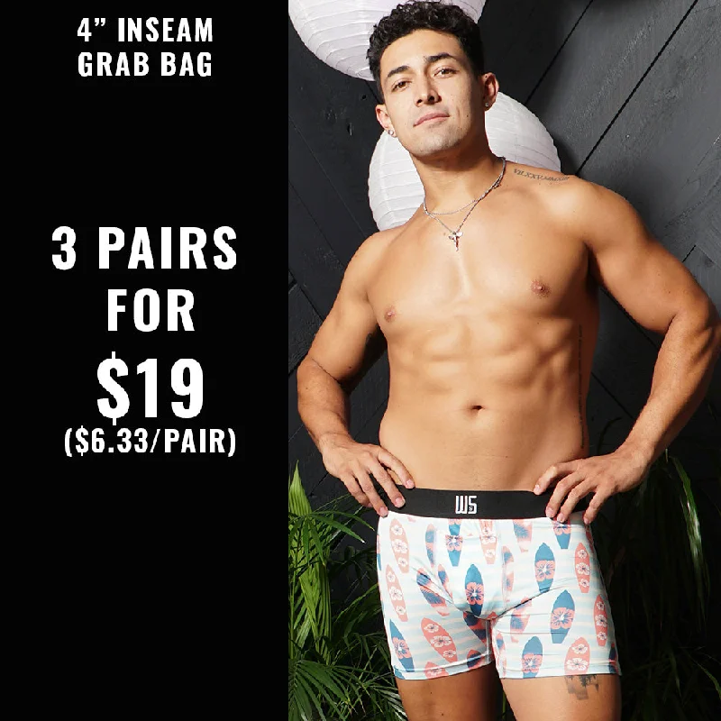 4" Inseam W/Chafe Safe Pouch Grab Bag - 3 FOR $19 Confident Men's High