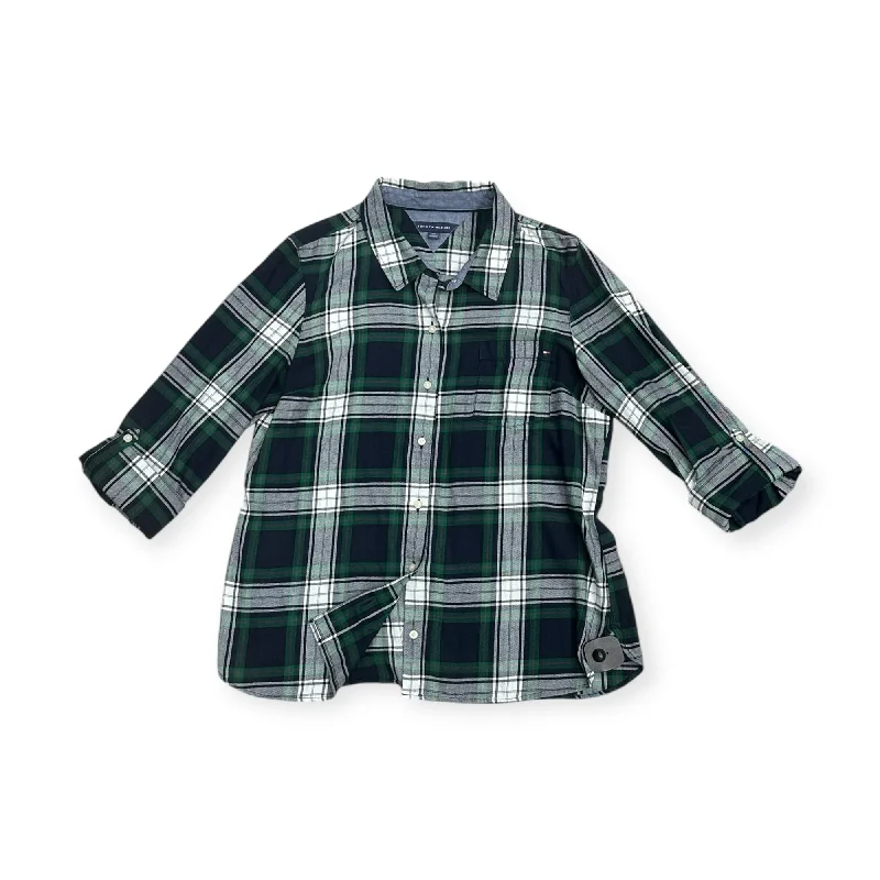 Top Long Sleeve By Tommy Hilfiger In Green, Size: L Lumberjack