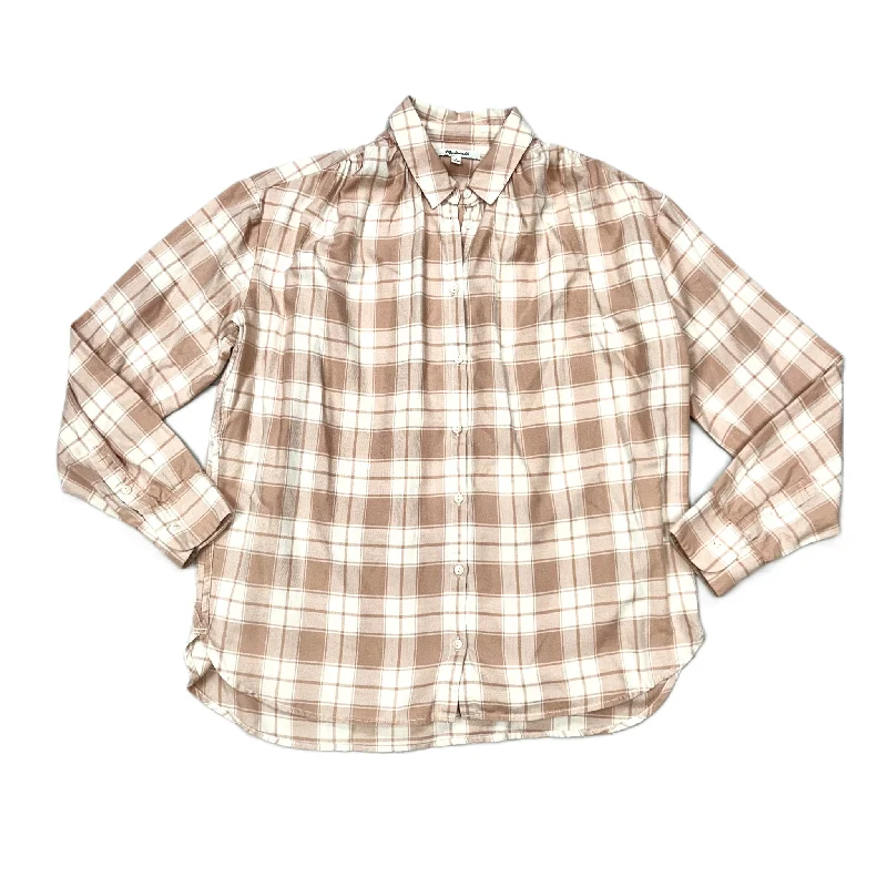 Top Long Sleeve By Madewell In Plaid Pattern, Size: S Trendy Men's Scandinavian