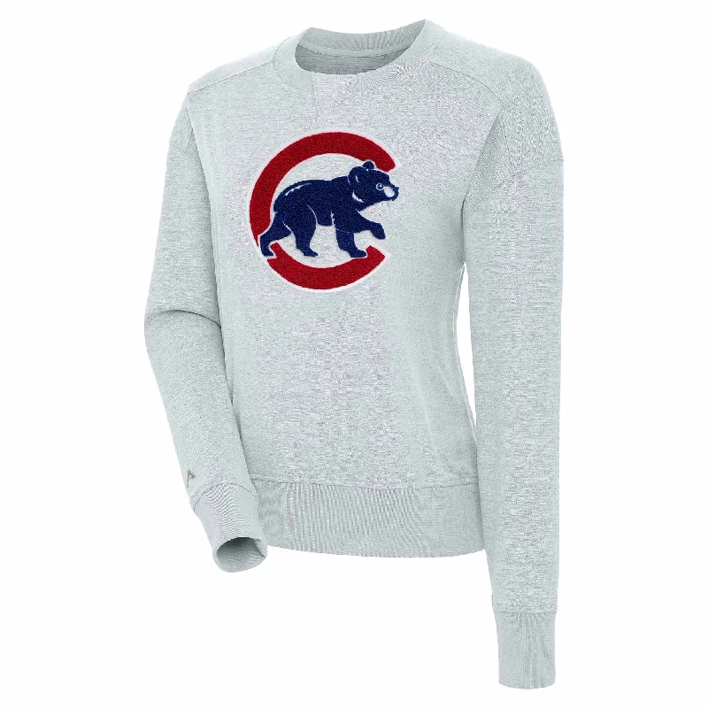 Chicago Cubs Women's Forward Grey Chenille Walking Bear Antigua Crewneck Sweatshirt Stylish Men's Tropical 