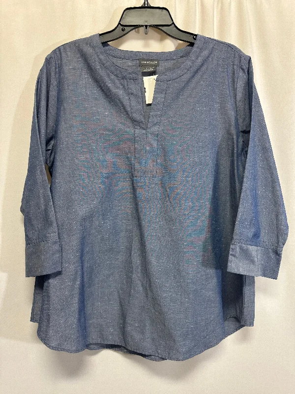 Top Long Sleeve By Van Heusen In Blue, Size: L Laid