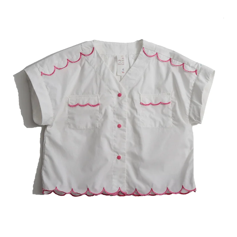 TP190S-LAUREL SCALLOPED SUMMER BLOUSE-SUGAR Dapper Men's Bow