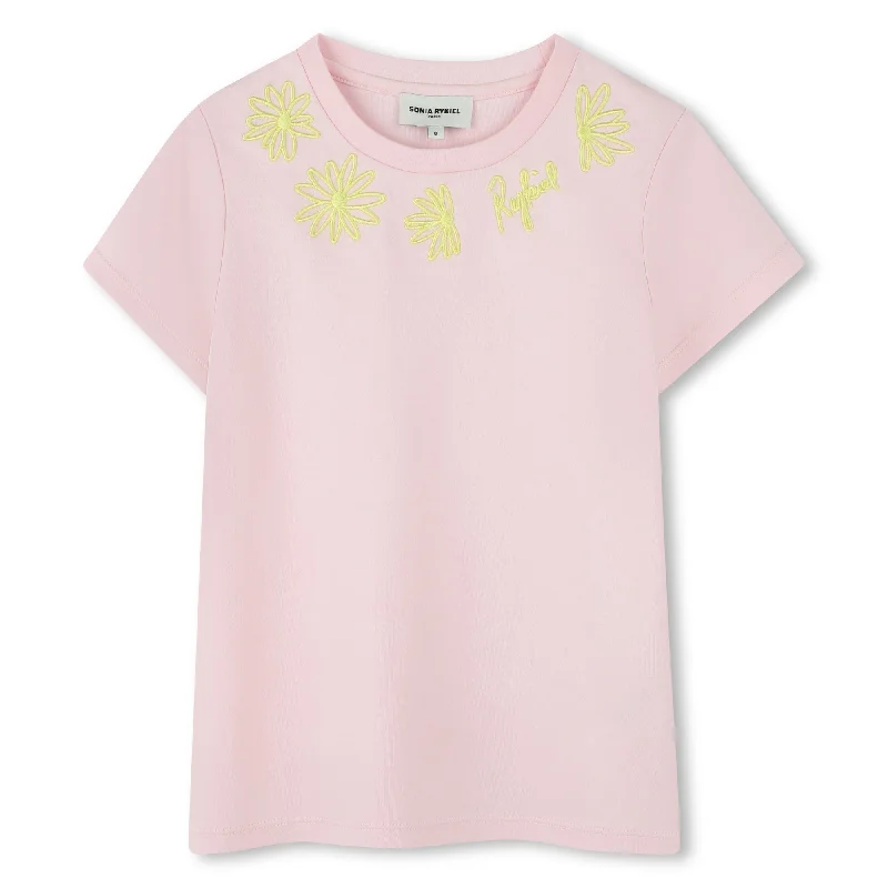 A00312-DAISIES EMBROIDERY LOGO TEE-Pale Pink Elegant Men's Formal 