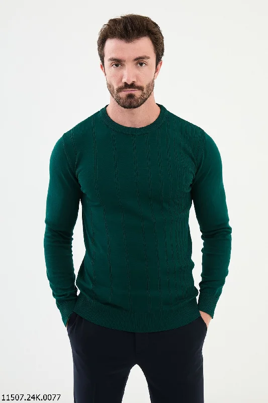 Bojoni Chicago Slim Fit Emerald Knitted Sweater Street