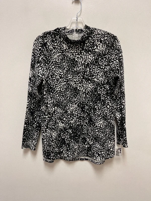 Top Long Sleeve By Chicos In Black & Cream, Size: S Cool Men's Distressed