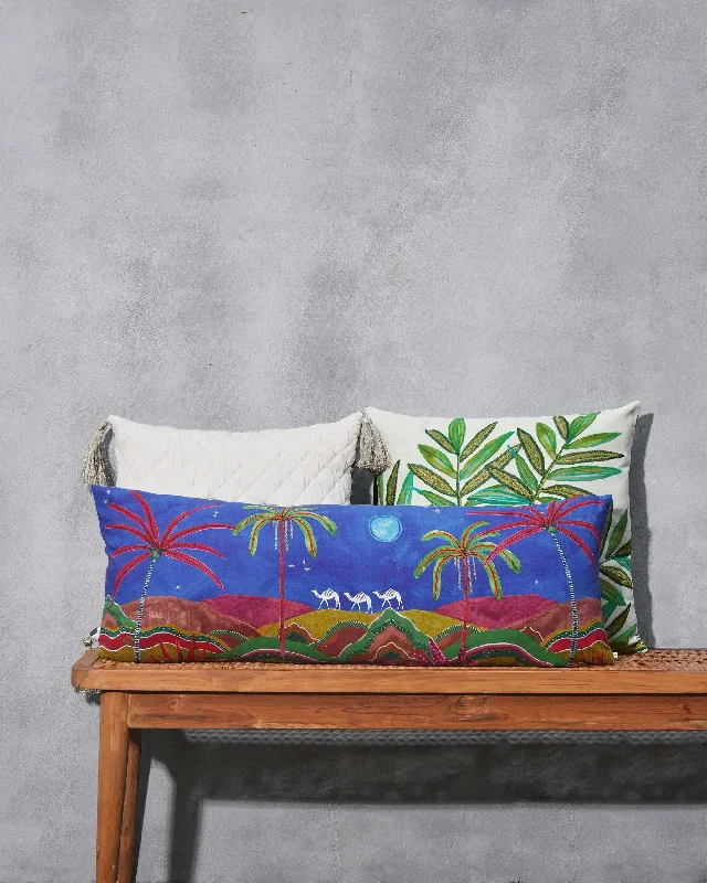 Palm Shimmer Lumbar Cushion Cover Beach