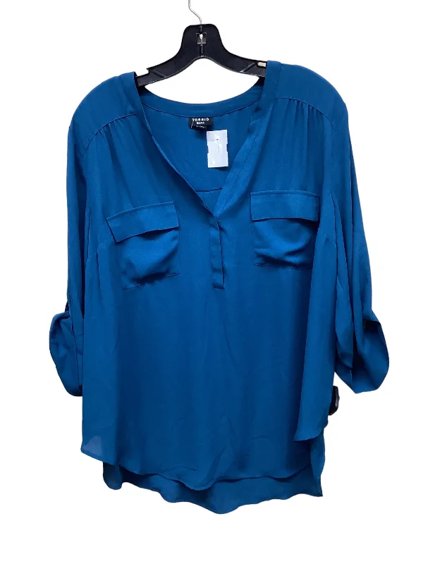 Top Long Sleeve By Torrid In Blue, Size: Xl Trendy Men's Oversized