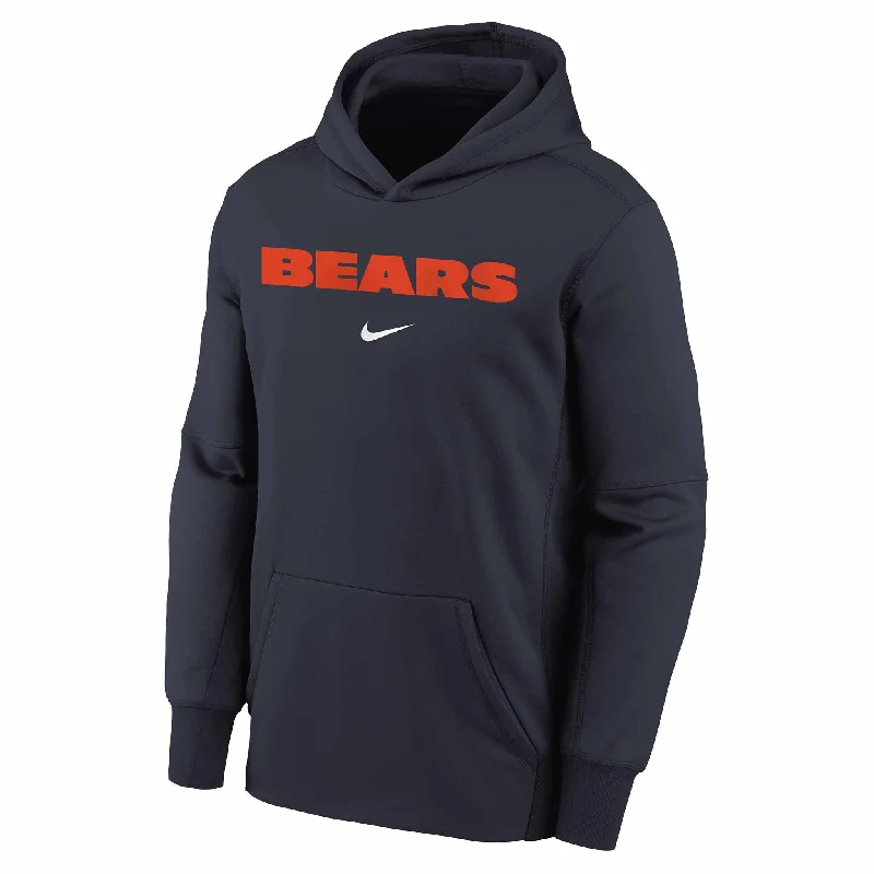 Chicago Bears Nike Youth Navy Team Hooded Sweatshirt Laid