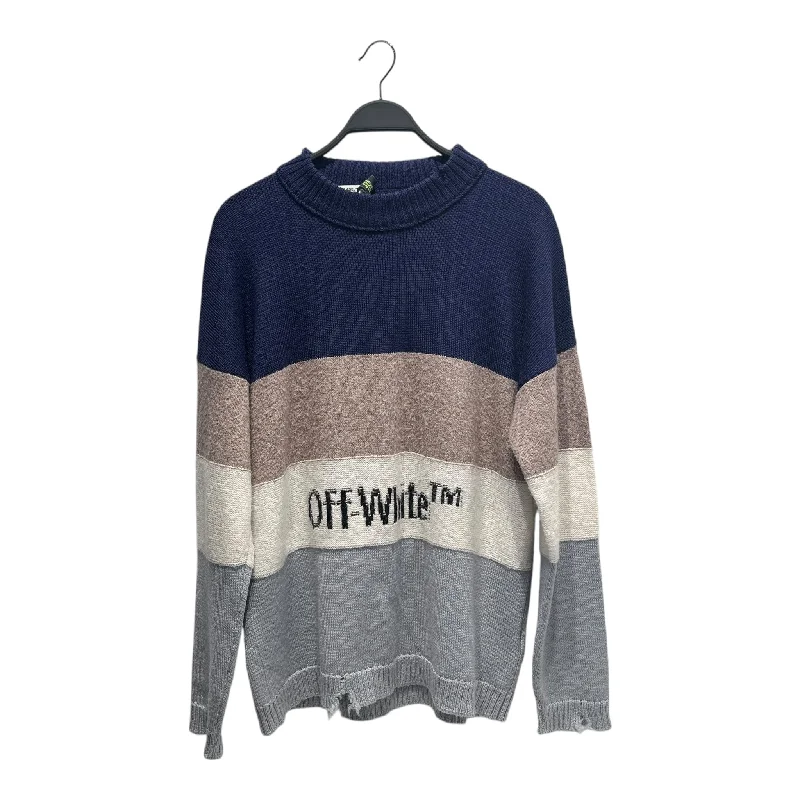 OFF-WHITE/Sweater/L/Stripe/GRY/sTRIPE WOOL SWEATER Unique Men's Patch