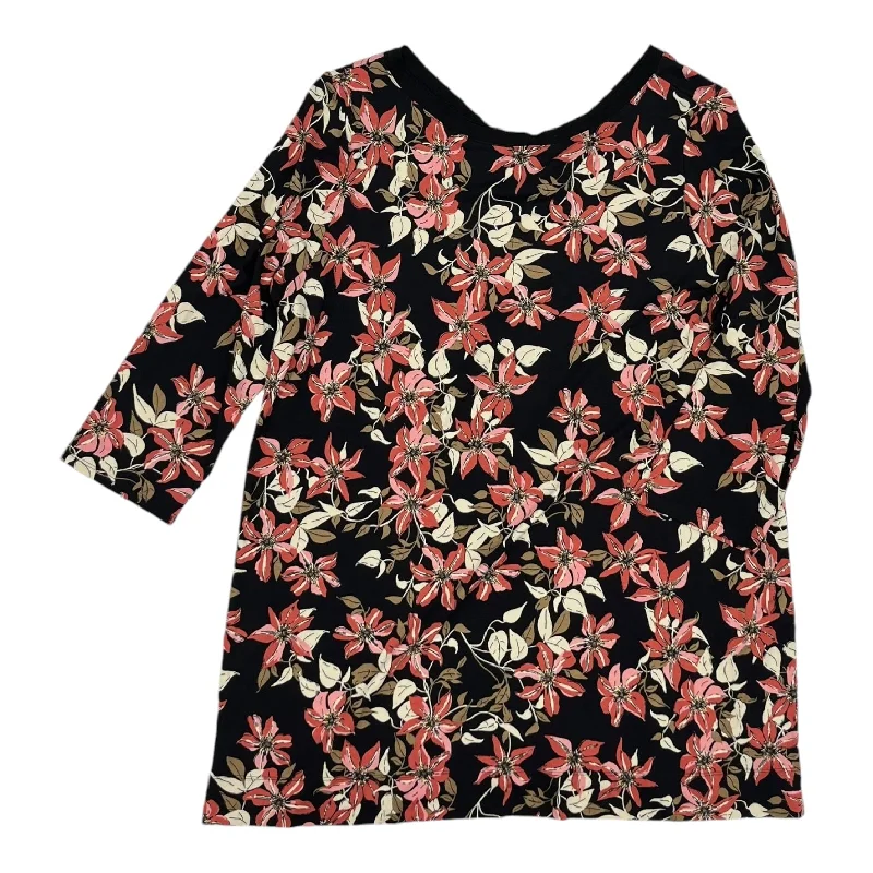 Top 3/4 Sleeve By J. Jill In Black & Pink, Size:L Monochromatic Office Style