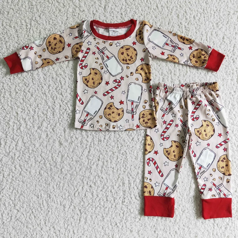 BLP0070 Christmas Red Cookies Milk Candy Gift Boys Long Sleeve Pajamas Luxurious Men's High