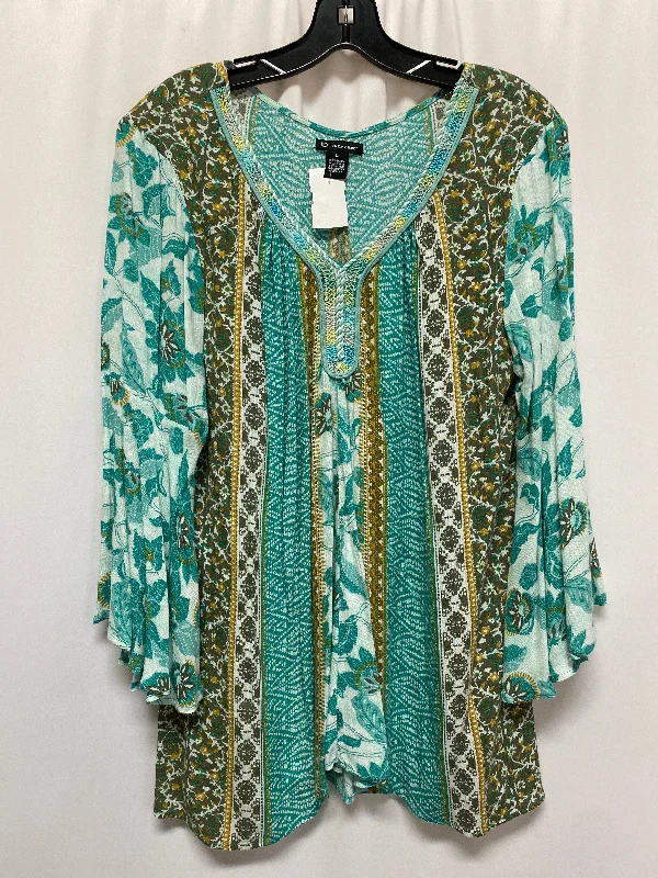 Top Long Sleeve By New Directions In Teal, Size: L Organic