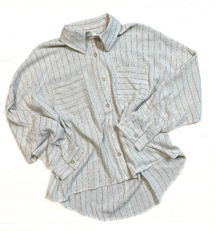 Lily Pinstripe Dolman Shirt- Natural Traditional Men's Wool