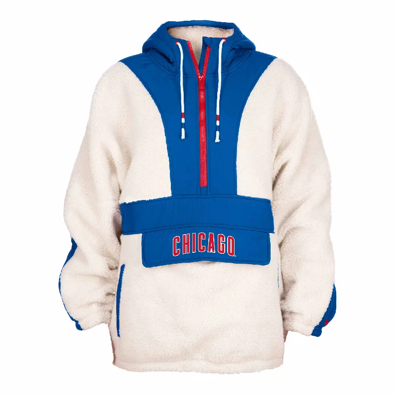 Chicago Cubs Women's Sherpa Half-Zip Sweatshirt Cool Men's Distressed