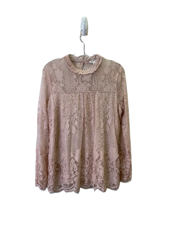 Top Long Sleeve Basic By Ultra Pink In Pink, Size: L Monochromatic Office Style