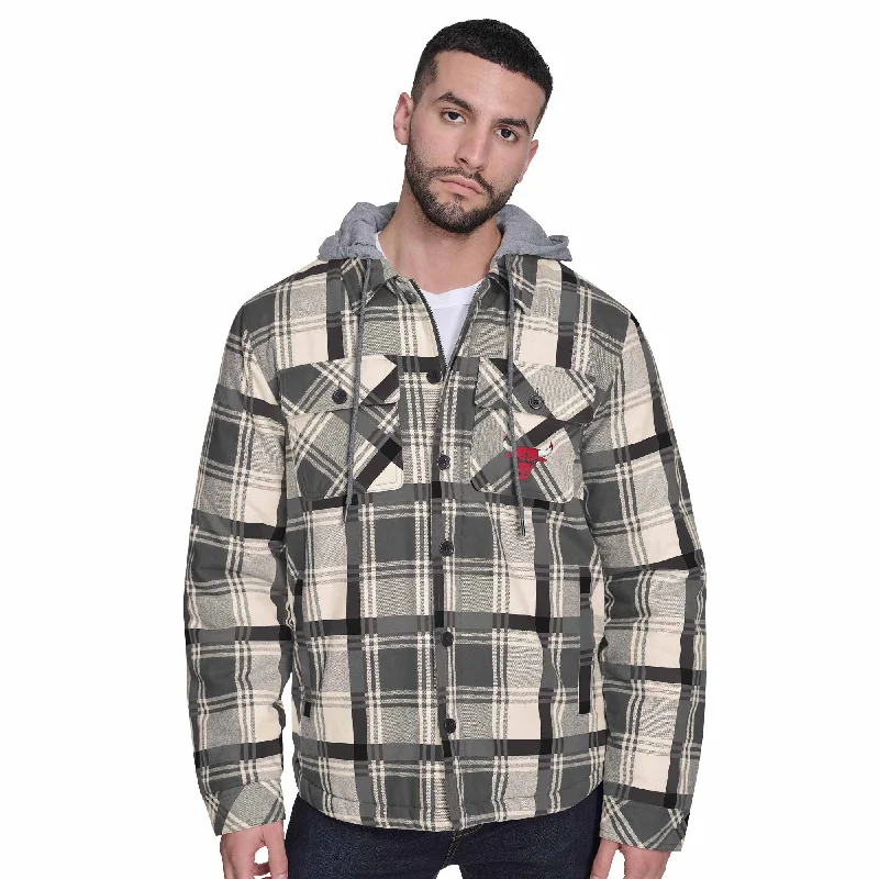 Chicago Bulls Fullback Plaid Hooded Jacket Trendy Men's Scandinavian